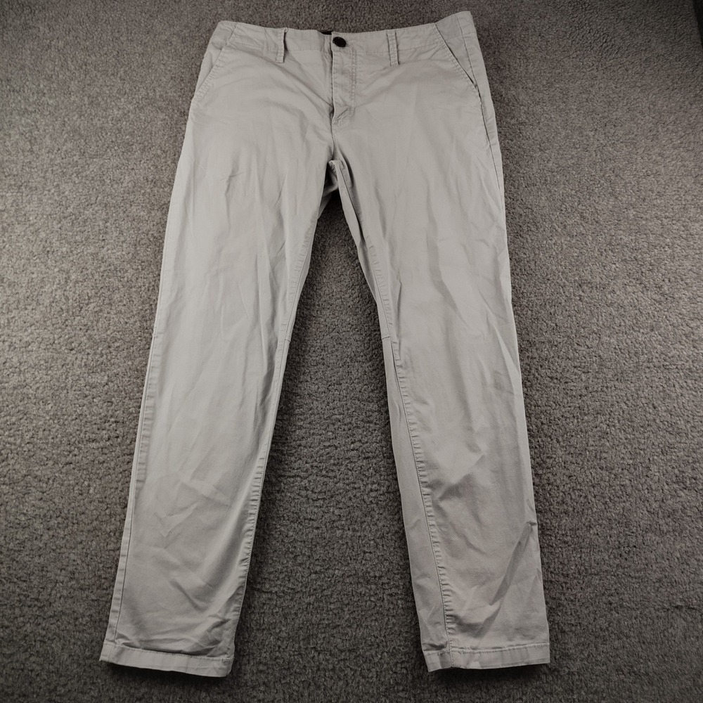 Armani Exchange Mens Slim Fit Chino Pants Light Gray Stretch Cotton 33x28